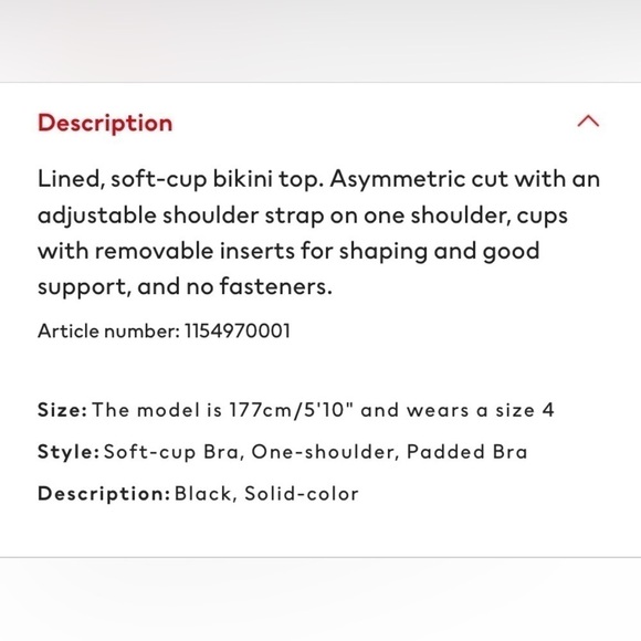 H&M Asymmetric Padded Bikini Top - Picture 6 of 9